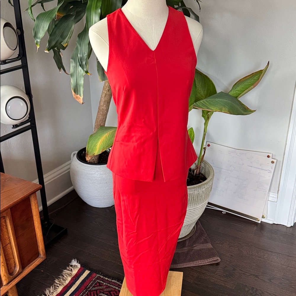 Sportmax Vibrant Red Midi Dress with peplum